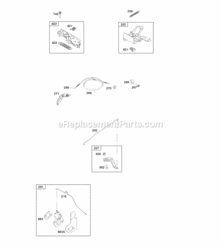 Controls Governor Spring Thermostat Diagram and Parts List for 12R907-0115-B1  Briggs and Stratton Engine